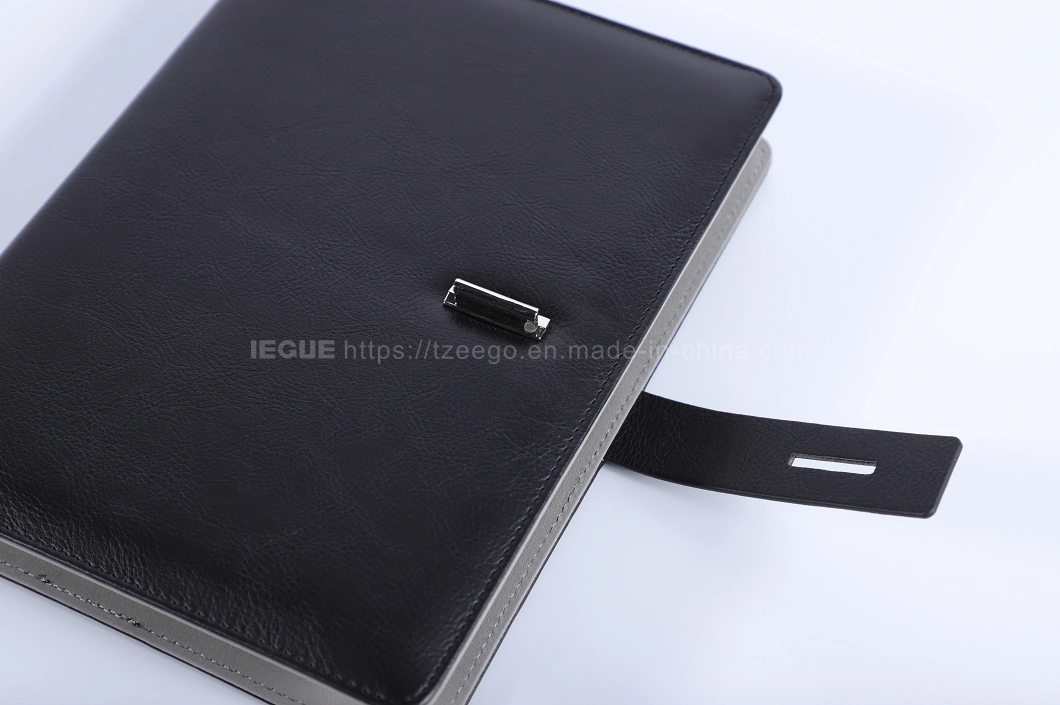 OEM PU Leather Cover Executive Monthly Weekly Planner Customized A5 Size Ring Binder Loose Leaf Notebook with Pocket Inside