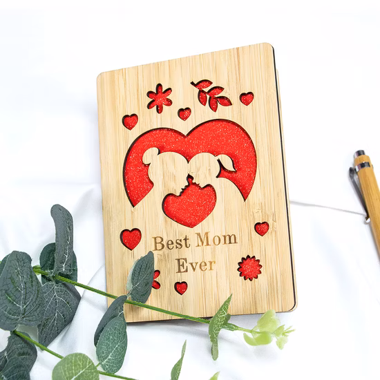 竹製グリーティングカード 1回目の母の日 木製カード